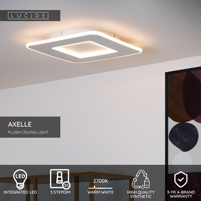 Lucide AXELLE - Flush ceiling light- LED 3 StepDim - 1x24W 2700K - White